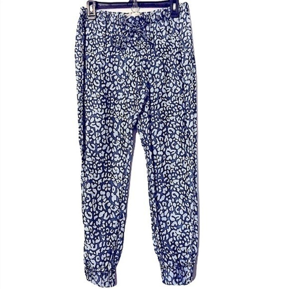 No Boundaries Navy Blue Cheetah Print Tie Waist Casual Jogger Pants Size Small - Picture 1 of 7